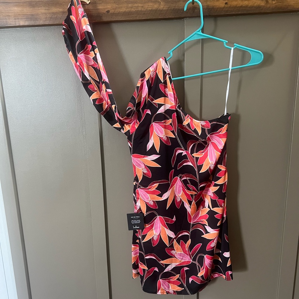 Lulu's Vibrant Pink and Black Patterned Dress